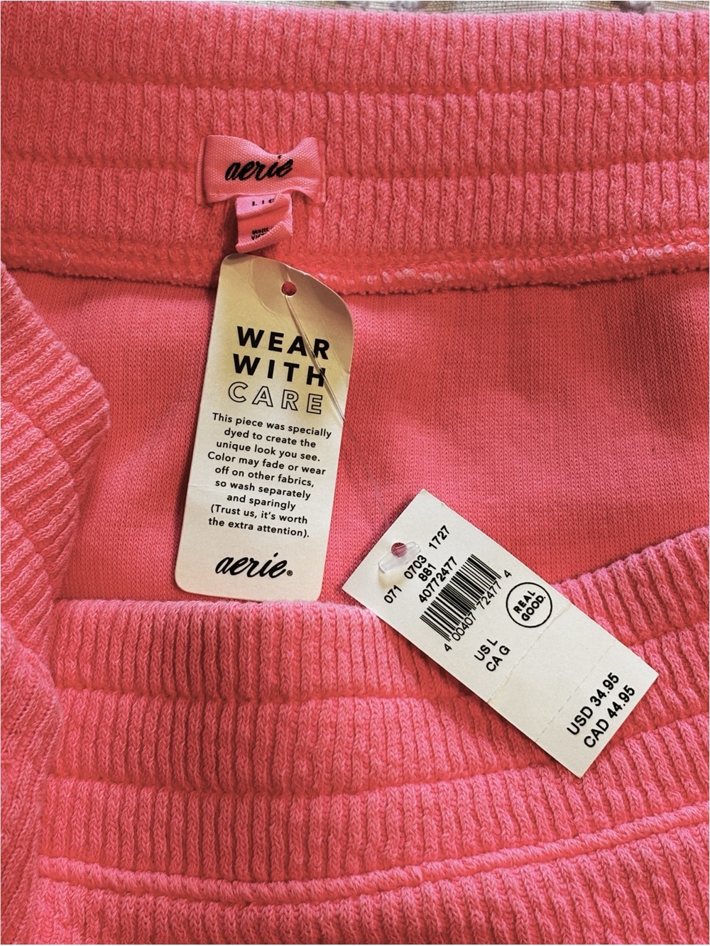 Aerie Wonder Ribbed Knit Mini Skirt Neon Pink NWT size Large - Picture 5 of 8